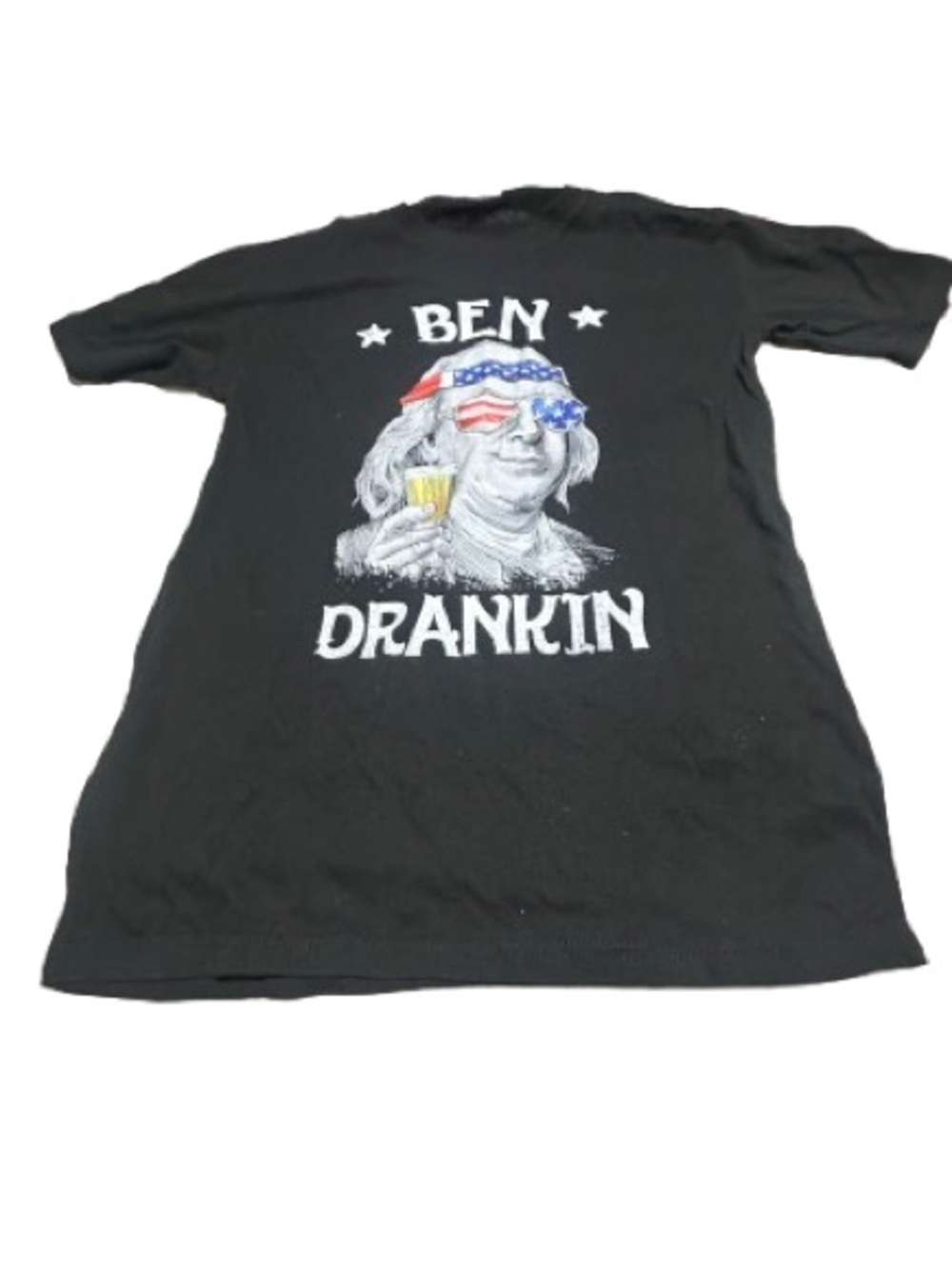 Ben Drankin Black Graphic Tee - Patriotic Sunglasses Design